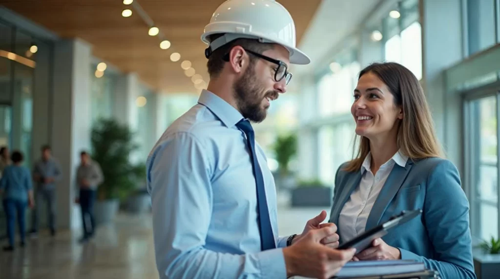 Cleaning business owner creating a job estimate on tablet during walkthrough