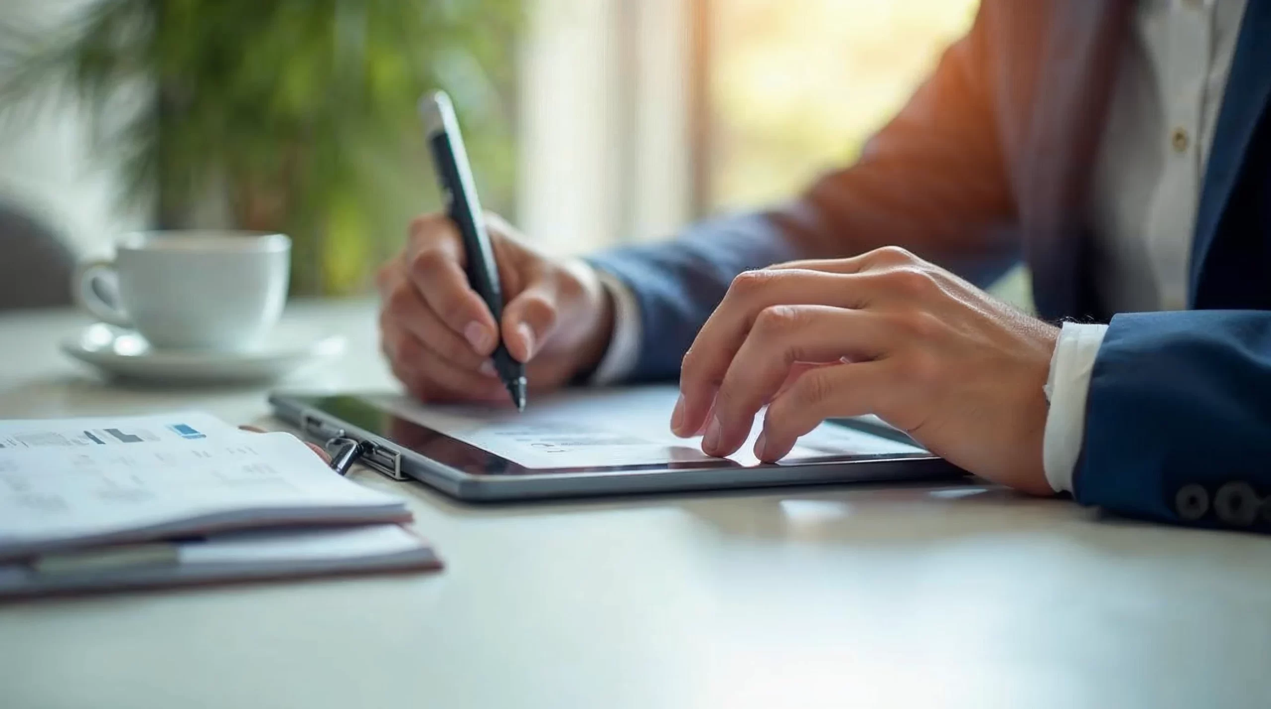 Processing payment invoice on tablet