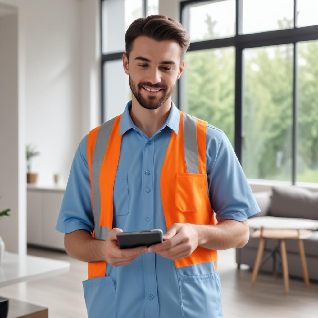 Cleaner checking job schedule on mobile app