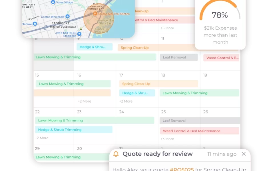 ServiceDeck crew scheduling and route planning for landscaping businesses
