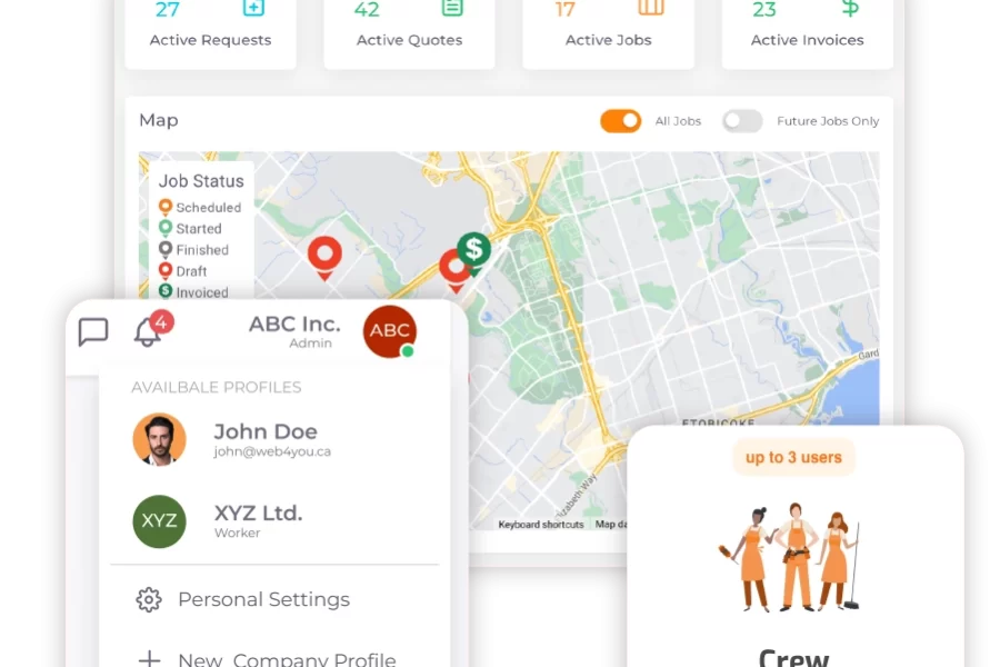 ServiceDeck multi-team management for mid-sized landscaping businesses