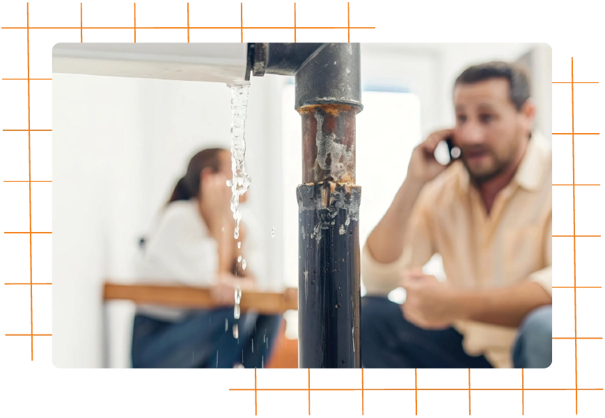 Leaking pipe in home requiring emergency plumbing repair