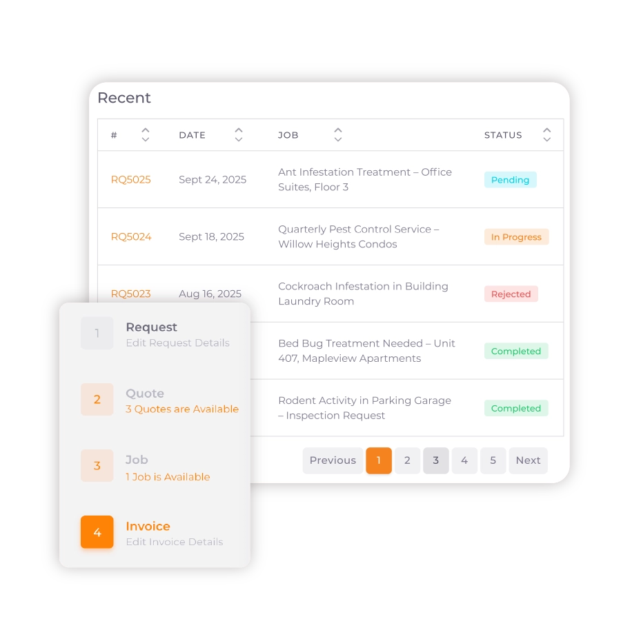 ServiceDeck service history and treatment records for pest control teams