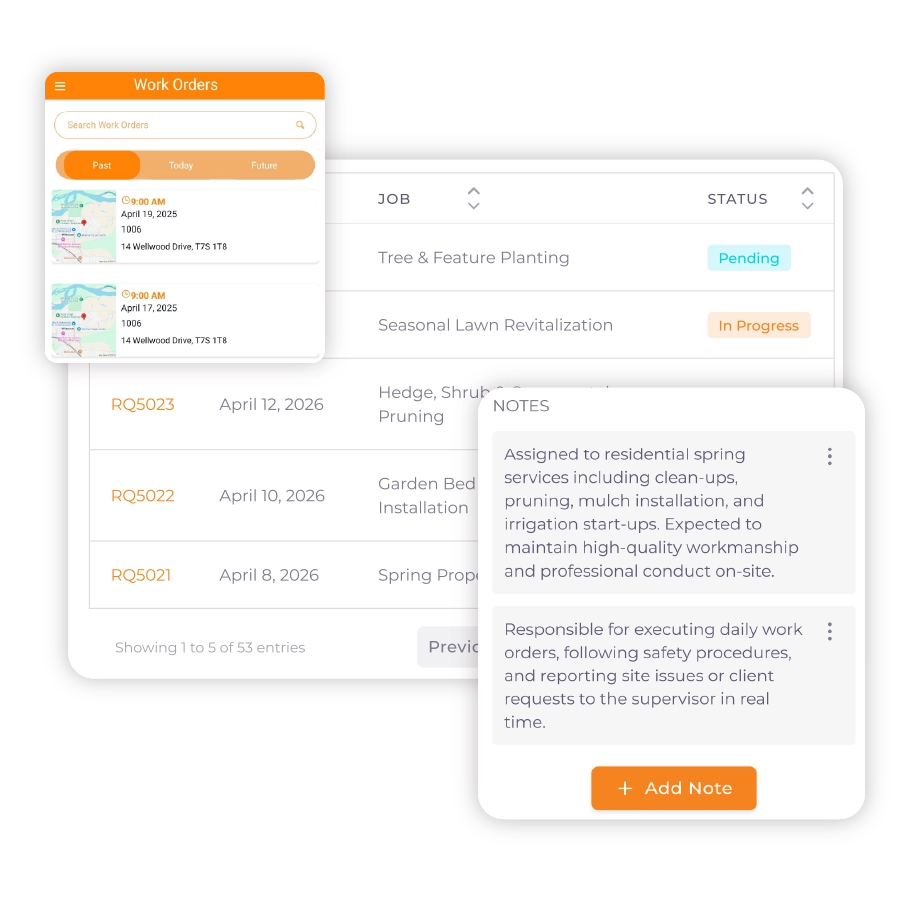 ServiceDeck mobile job management for landscaping dispatch updates