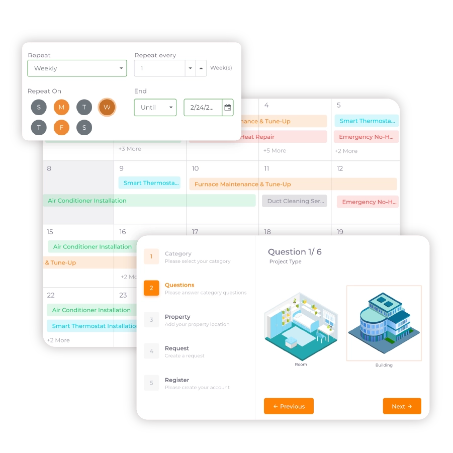 ServiceDeck dispatch and scheduling dashboard for HVAC booking