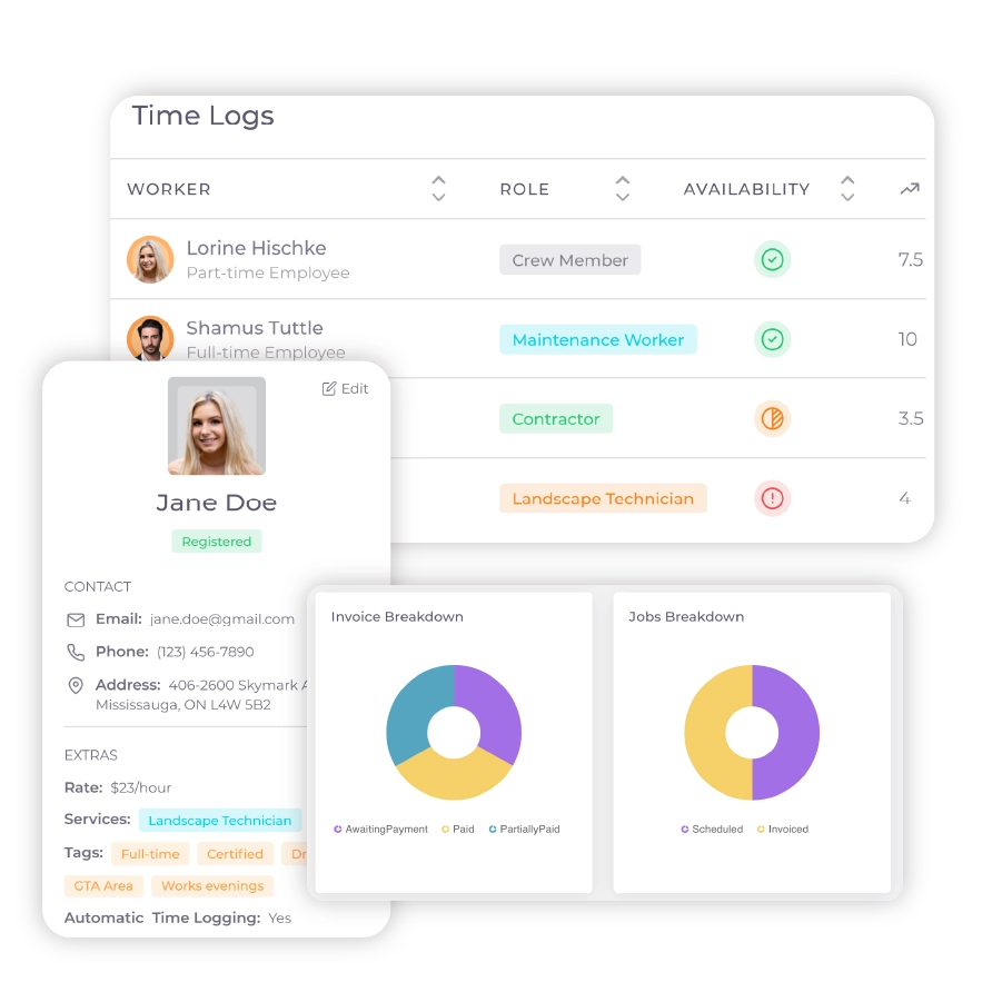 ServiceDeck time tracking and labor visibility for landscaping managers