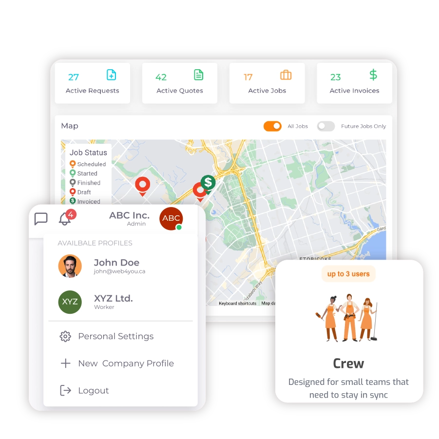 ServiceDeck multi-property management for landscaping booking workflows